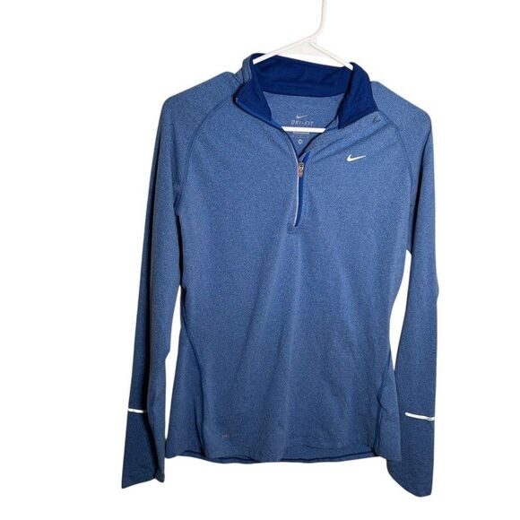 Nike Sweatshirt Women's Medium Blue Dri-Fit Long Sleeve Collared Athletic - Picture 1 of 8